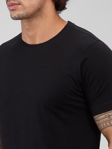 Image of Park Avenue Men Regular Fit Solid Pattern Pure Cotton Round Neck T-Shirt