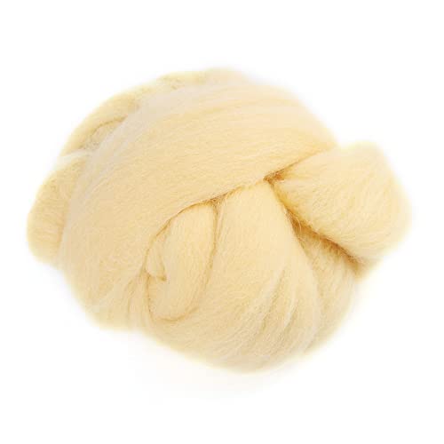 Craft Materials Needle Felting Wool Roving Yarn Roving Kit & Easy to Use] (52-Cream)