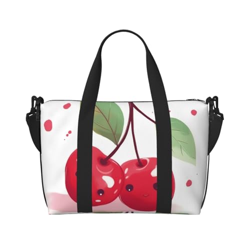 Travel Duffel Bag for Men Gym Bag, Cute Cherry Luggage Bag with Shoulder Strap, Large Gym Tote Bag for Women, Weekender Overnight Bag, Foldable Carry on Bag for Airplane