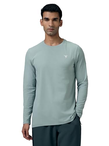 Image of TECHNOSPORT Men's Slim Fit Full Sleeve Crew Neck T-Shirt, COTFLEX Quick Dry Moisture Wicking Stretchable Sports Gym and Casual Wear