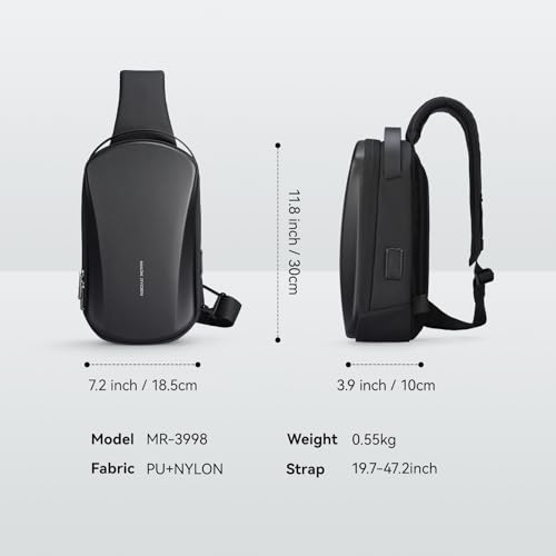 Sling Backpack Men, Sleek Aesthetic Sling Bag with Hard Shell Design and USB Charging Port, Waterproof Shoulder Bag for Traveling, Sporting, Cycling, Daily2