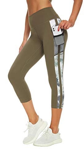 Flatik Sport Leggings Damen 3/4 Sporthose, Blickdicht Laufhose, Yogahose Fitnesshose