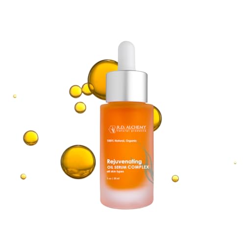 RD Alchemy - 100% Natural & Organic Rejuvenating Oil Serum for glowing skin - Argan, Jojoba, Rosehip, Retinol, & CoQ10 diminishes Acne, fine lines, wrinkles, sun spots, age spots and dryness.