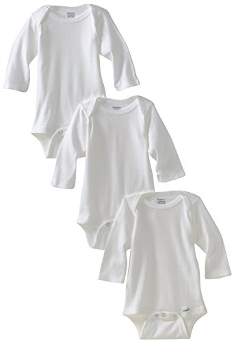 Gerber Unisex-Baby Newborn 3 Pack Longsleeve Onesie, White, 0-3 Months