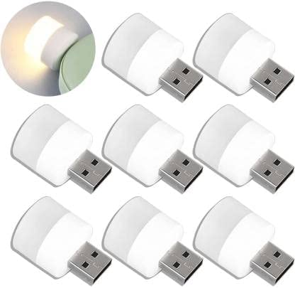 RETRIX Mini USB Bulb Plug in LED Night Light Flexible Portable car Bulb, Indoor, Outdoor, Reading, Sleep (Pack of 8 Pcs)