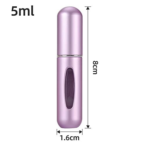 Image of 4Pk Portable Mini Refillable Perfume Atomizer Bottle, 5ml Refillable Atomized Perfume Bottle, Used for Home Travel Aromatherapy Pump Case (Sub-powder, purple, blue, bright black)