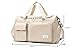 Suruid Sports Gym Bag with Shoes Compartment Travel Duffel Bag with Dry Wet Separated Pocket for Men and Women, Overnight Bag Weekender Bag Training Handbag Yoga Bag - Off White