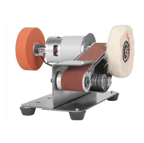 Mini Belt Grinding Machine Tool, Electric Belt Sanding Machine with Polishing Wheel and Grinding Wheel, 7-speed Speed Adjustment/4000-9000RPM, for Metal, Wood