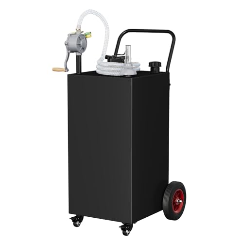 40 Gallon Fuel Caddy, Portable Gas Caddy Fuel Storage Tank with 4 Wheels & Manual Transfer Pump, Perfect Gasoline Diesel Fuel Container for Cars, Lawn Mowers, ATVs, Boats, More.Black.
