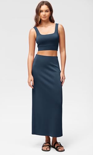 Image of ODODOS Modal Soft Maxi Skirt for Women, Back Slit High Waist Casual Long Pencil Skirts