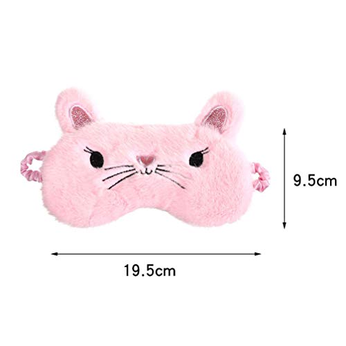 Linda máscara tapa-olhos FENICAL com design de gato macio para dormir (rosa)