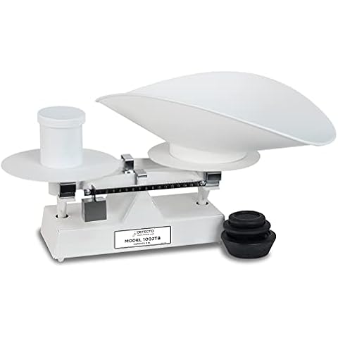 DETECTO 1002TB Mechanical Baker's Dough Scale, 8 lb x 1/4 oz Capacity, White Baked Enamel Finish, Includes Scoop and Weight Set Cover