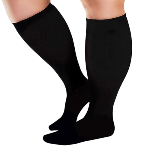 Calcetines de compresión para mujer, talla grande, medias altas hasta la rodilla, calcetines de compresión de talla grande para pantorrilla extra ancha, medias de compresión hasta la rodilla para