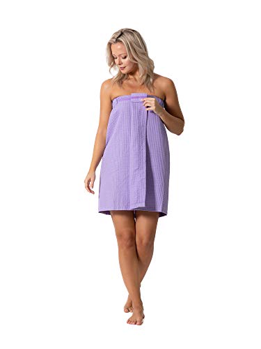 Image of Turkish Linen Women's Waffle Spa Body Wrap with Adjustable Closure