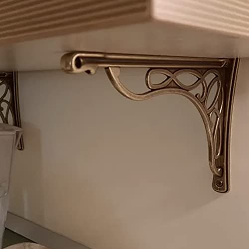 2 Pcs 10 Inch Bracket Shelf Brackets Cast Iron Metal Corbels Ancient European Style Antique Brass #TOP7