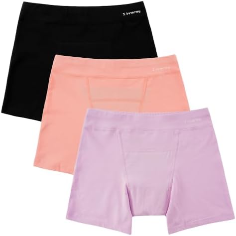 INNERSY Girls Period Underwear Cotton Boyshorts for Teen Aged 8-16 Panties 3 Pack