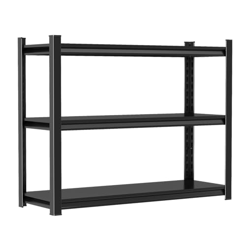 Image of Metal Garage Shelving Unit, Heavy Duty 3-Tier Adjustable Storage Rack, Steel Shelving, Industrial Shelves for Heavy Tools and Equipment (3-Tier 32 inch H x 40 inch W x 14 inch D)