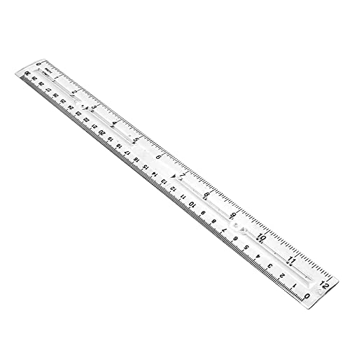 WAYTEX 931201 Règle 30 cm Transparente Règle plate double graduation cm et inchs pour bureau école et loisirs créatifs