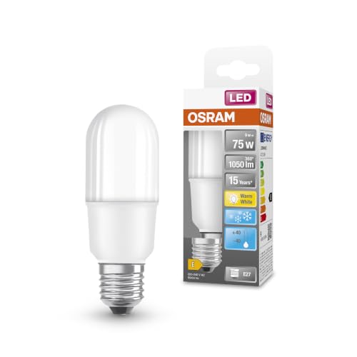 OSRAM LED Lampe mit E27 Sockel, Warmweiss (2700K), Stabform, 10W, Ersatz fĂĽr 75W-GlĂĽhbirne, matt, LED STAR STICK