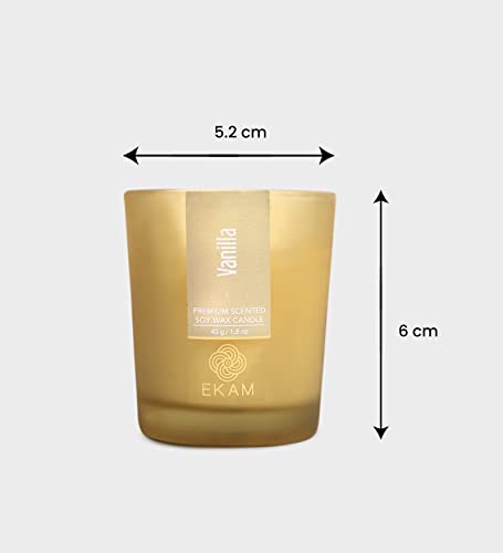 Image of EKAM Vanilla Votive Soy Wax Scented Candle, 40 Grams, 10 Hours Burn Time| Long Lasting Premium Candles | Ideal for Home Decor | Gifting & Aromatherapy (Pack of 6)