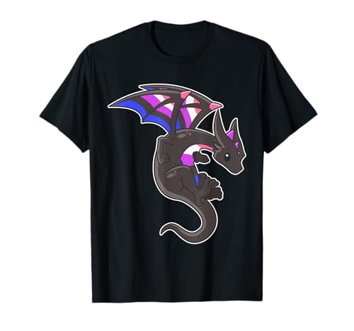 Epischer Drache mit Farben der Genderfluid-Stolzflagge T-Shirt