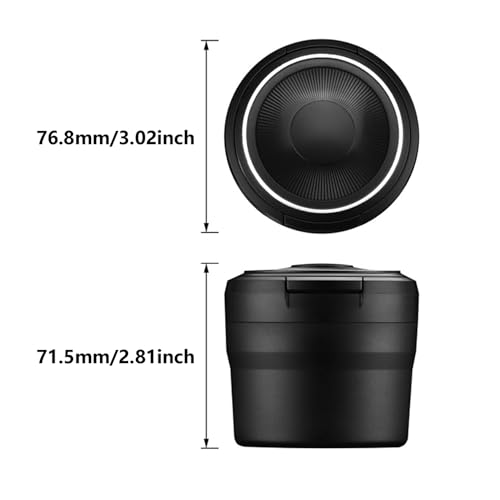 Image of Car Ashtray with Lid Smell Proof, Covered Ashtray for Cap, LED Light Indicator, Portable, Detachable, Black+Gray