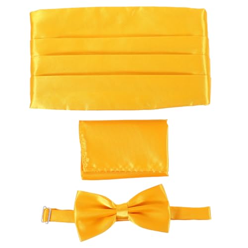Set de corbata de moño y fajín para hombre amarillo formal