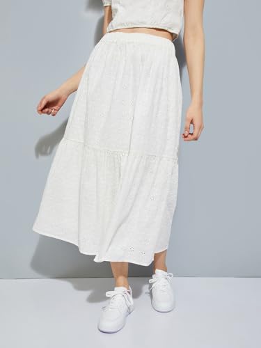 Image of Max Women's Cotton Midi URB N Schiffli Skirt