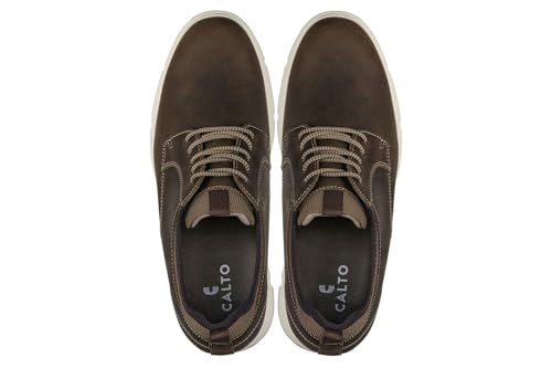 CALTO Men's Invisible Height Increasing Elevator Shoes - Coffee Brown Lace-up Premium Leather Casual Derby - 3.3 Inches Taller - J1201 - Size 8.5 D(M) US4