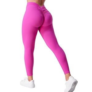 QOQ V Back Leggings for Women Scrunch Butt Lifting Workout Leggings High Waisted Gym Booty Tights