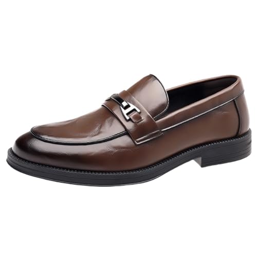 Men's Oxford Dress Shoes Heel Non Slip Anti-Slip Low Top Rubber Sole Outdoor Synthetic Leather Round Toe Slip On Party