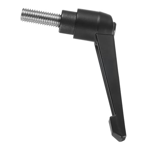 Image of uxcell Adjustable Clamping Lever Handle M10 x 25mm Metric 304 Stainless Steel Male Threaded Stud Hand Knobs Push Button Ratchet Rotating Screw Handles Bolts with Locking Lever Black