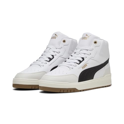 Puma Unisex Shuffle Downtown MidSneaker, Puma Weiß, Puma und Schwarz, Dampfgrau, 42 EU