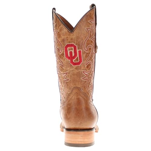 Vaccari Men's Luke Genuine Leather NCAA League Embroidery Broad Square Toe Cowboy Boots4