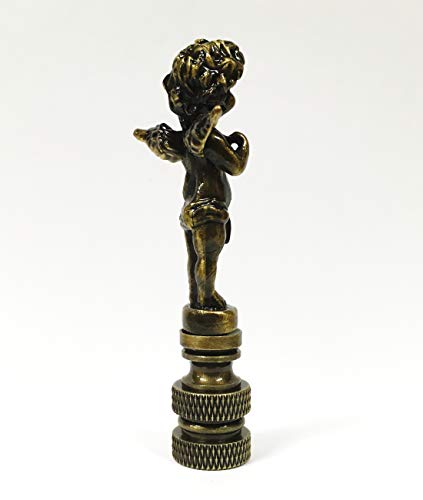 Image of Lamp Finial-Cherub-Antique Brass Finish, Highly Detailed Metal Casting