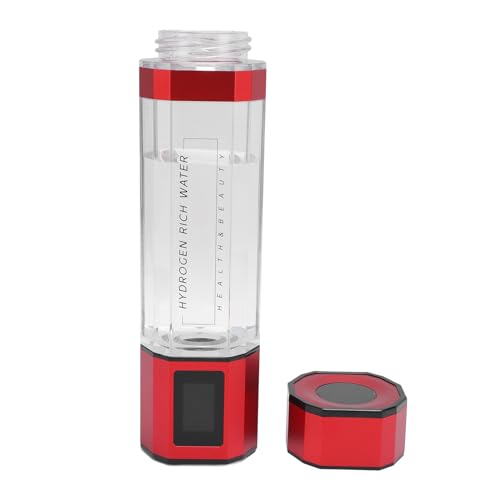 Alomejor Bouteille D'eau à Hydrogène 5000ppb PCTG 5V avec Joint étanche pour Bureau, Salle de Sport, Fitness à Domicile, 300 Ml, Bleu (rouge)