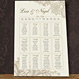 A1 Mounted Personalised Lace Style Table Plan - Any Colour
