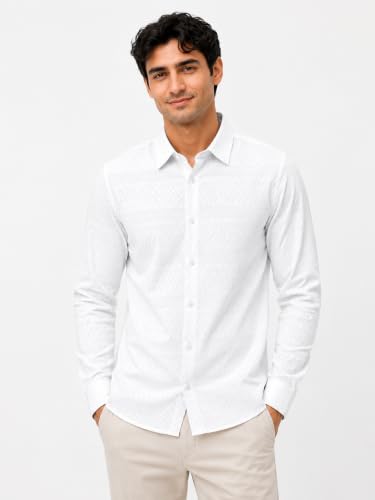 Image of The Kab's Men Casual Shirt | Textured Cotton Fabric Regular Fit Shirts for Men Stylish | Full Sleeve Shirt for Man | Comfortable Breathable Fabric | Perfect for Casual Office and Outing Wear