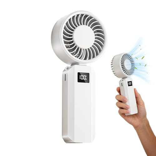 Ventilador personal de mano, dispositivo de refrigeración plegable de 6 velocidades, ventilador de mano pequeño, para playa, camping, escritorio, festival, senderismo, oficinas, compras