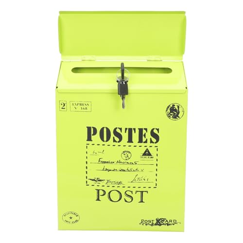 MUCKLILY Cassetta Postale da Parete Vintage con Serratura Design Retro con Lettere Inglesi Resistente e Decorativa per Casa Ufficio e Giardino Montaggio Facile