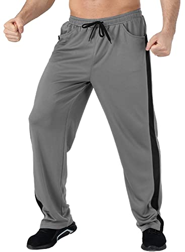 Gopune Men's Sweatpants With Zipper Pockets Open Bottom Workout Pants, For Athletic, Jogging, Training, Casual (Grey,L) #TOP1