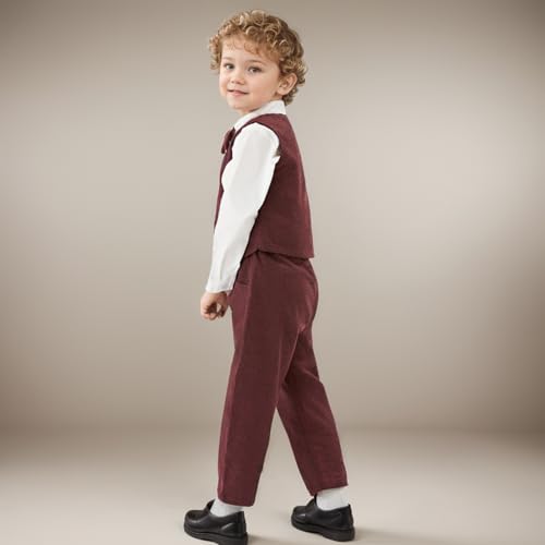 Image of Volunboy Toddler Suit Boys Formal Wedding Guest Dress Outfit | graduation dress clothes, gentleman ring bearer bowtie outfit, back-to-school pants set, birthday photoshoot dressy outfit