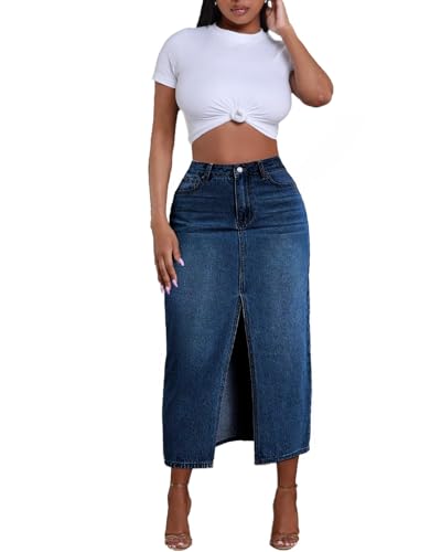 Jean Skirt for Women Denim Skirt High Waist Stretch...