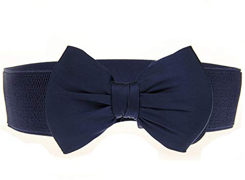 Andongnywell Womens Bow Belt Bowknot Wide Belt Girls Lady Stretch Cinch Waist Band Elastic Stretchy Belts for Dress