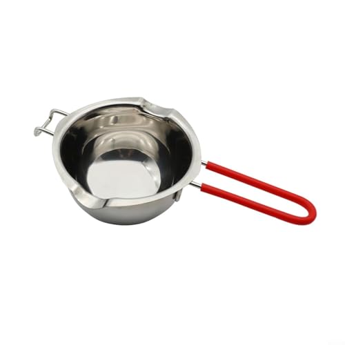 Derrite chocolates rápidamente con este cuenco de doble caldera de acero inoxidable de alta eficiencia (400 ml, rojo)