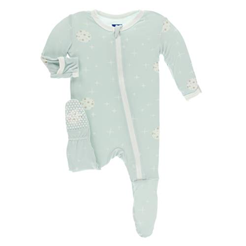 Image of KicKee Pants Print Footie with Zipper, Fitting Long Sleeve Pajama Baby Bodysuit, Ultra Soft Everyday One Piece Loungewear