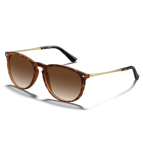 CARFIA Round Sunglasses for Women Polarized UV Protection, Trendy Retro Designer Style CA5100