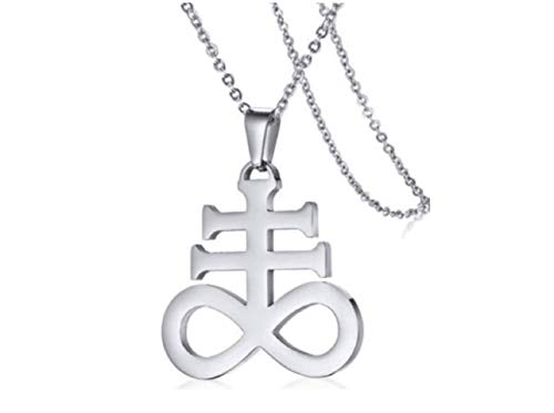 Blowin Silver Black Stainless Steel Church of Satan Satanic Leviathan Religions Cross Pendant Necklace, 22 Inch Chain (2pcs)3