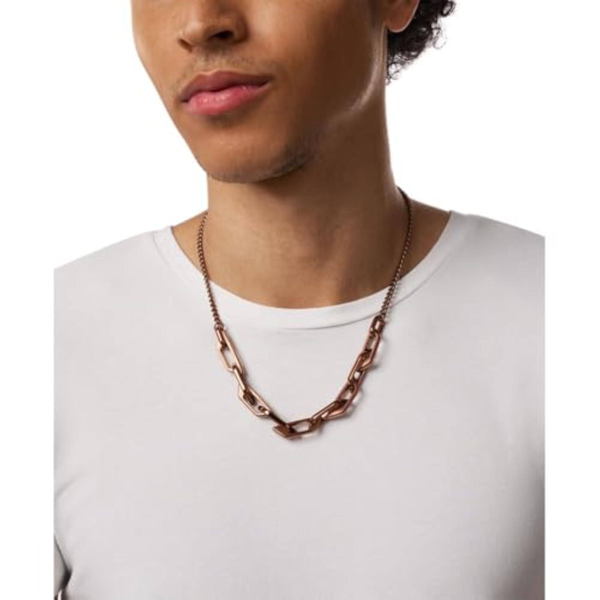 Men's D Logo Brown Stainless Steel Necklace, Stylish Design