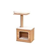 Catry Cat Tree - A Cat Play House Combo with Cat Hammock, Scratching Post, and Comfort Home Invariably Trap Kitten to Stay Around This 30” Easy Assembled Sturdy Cat Furniture, Beige